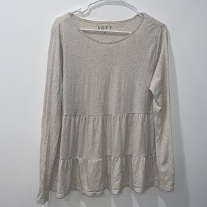 LOFT Speck Long Sleeve Peplum Tiered Top